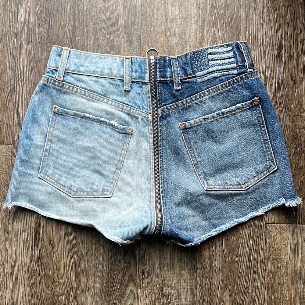 Revice Yin Yang Zip Color-Block Denim Shorts - image 3